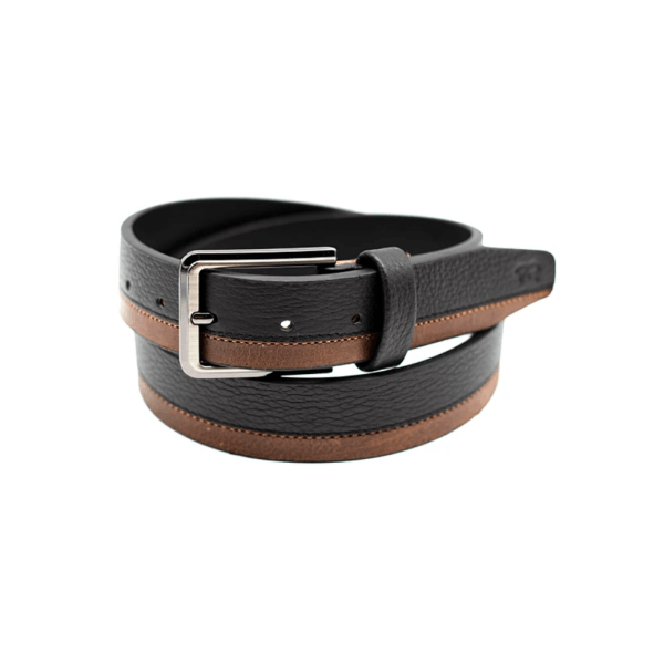 Scotia Leather Belt - Black with Brown Color